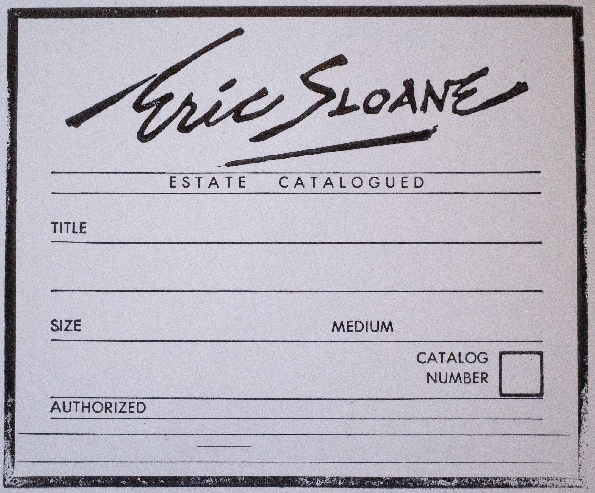 Eric Sloane Estate Official Catalog Format