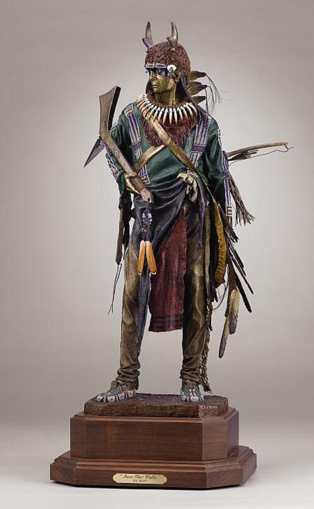 Dave McGary Painted Bronze Sculpture of a warrior. Title: Iron That Walks